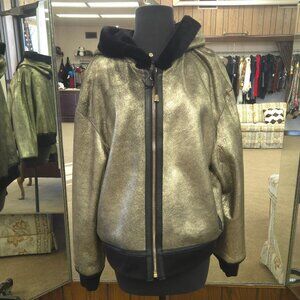 Reversible Metallic Gold and Black Lamb Fur Shearling Parka